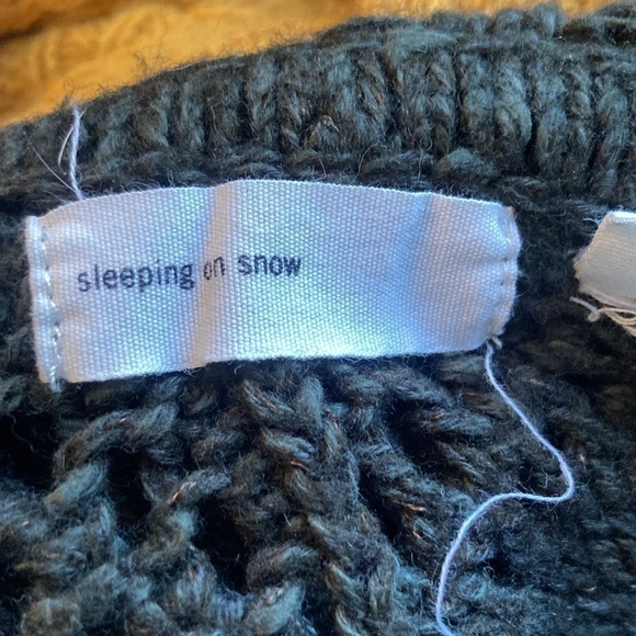 Anthropologie  size small dark green open knit turtleneck sweater EUC - Picture 4 of 7